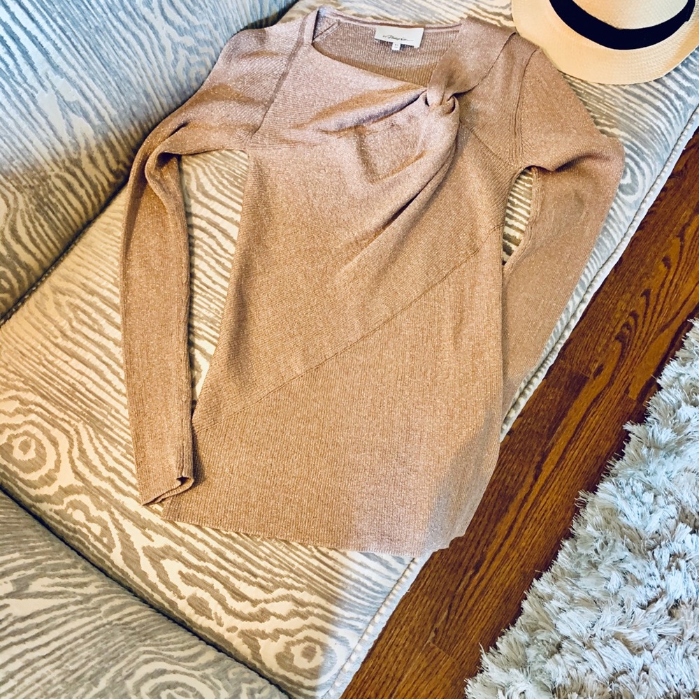 Phillip Lim- shimmer party blouse; ribbed knit